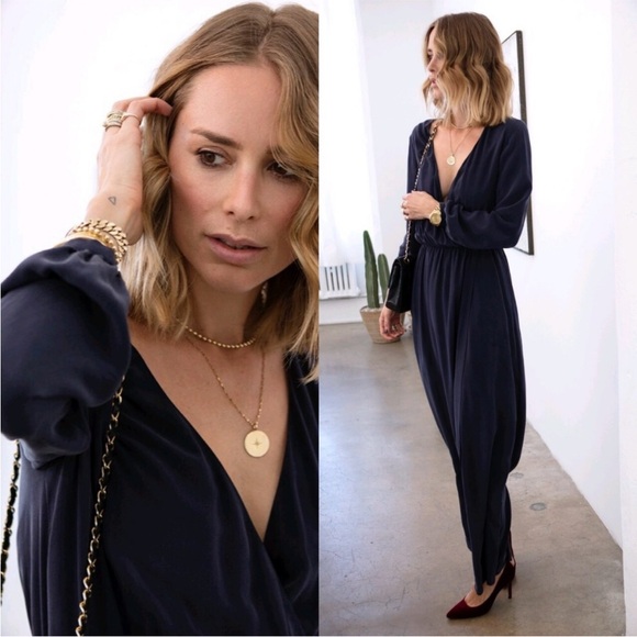 Anine Bing Navy Blue 100% Silk Maxi Dress - Picture 5 of 7